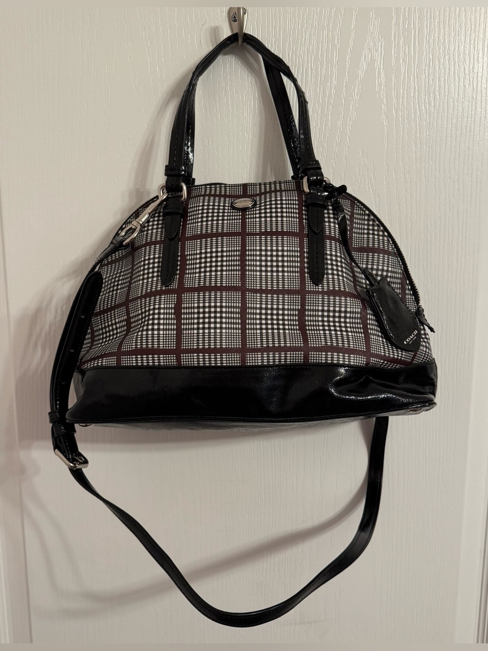 Coach Peyton Glen Plaid Cora Domed Satchel Bag w/ Crossbody Strap F32841